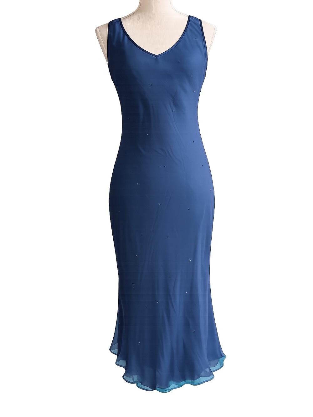 Elegant Sleeveless Navy Cocktail Dress with Subtle Sparkle